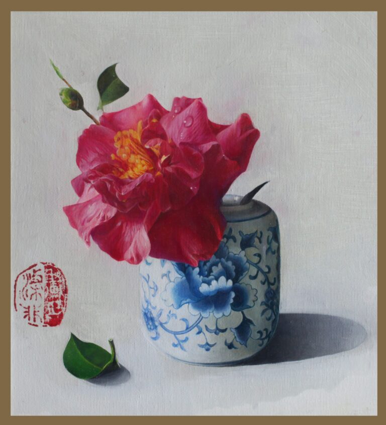 茶花与青花瓷瓶 Camellia and Blue-and-white Porcelain Vase